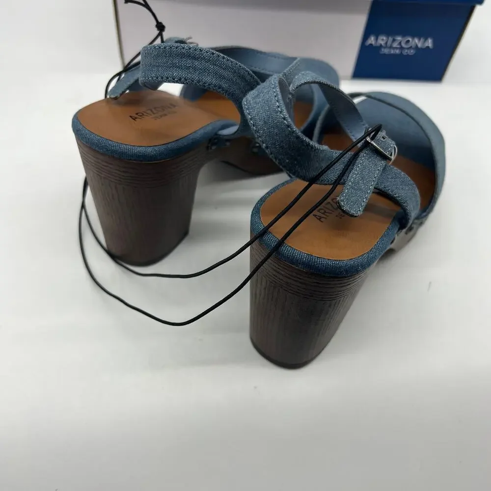 Arizona Jean Co Womens Heather Heeled Sandals Blue Denim Size 9.5M